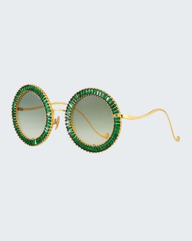 Magic You Round Sunglasses w/ Crystal Trim